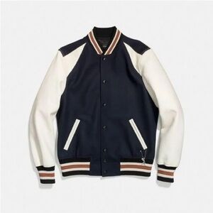 Coach Navy and Cream Varsity Jacket